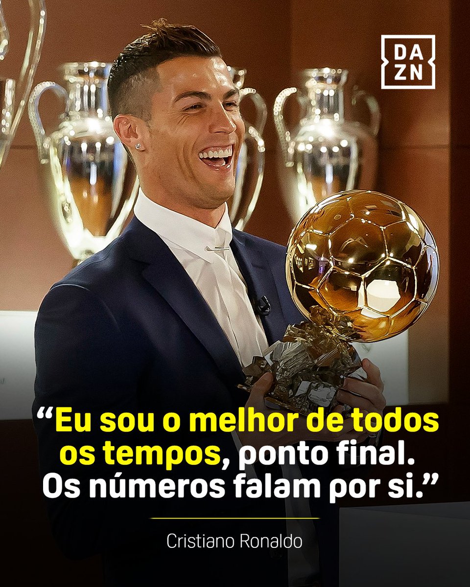 DAZNPortugal's tweet photo. Também consideras o Cristiano Ronaldo o melhor de todos os tempos? 🐐🇵🇹 https://t.co/GNX6mLeFSx