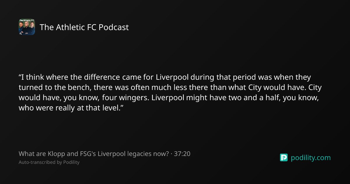 podility's tweet photo. @henrywinter the athletic fc pod on wednesday, on where klopp's liverpool lost the title races to city. three days later it's haaland, doku and cherki on the scoresheet https://t.co/YzPllOMPOD