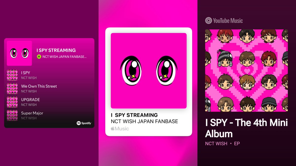 WISH_JP_FANBASE's tweet photo. 📣'I SPY'のスミンリストを配布します.ᐟ.ᐟ

日本からのストリーミング（ Spotify、Apple Music、 Youtube Music）は、エムカの得点に大きく繋がります😭

今日から💥1週間💥が勝負です‼️無料期間なども活用して、積極的にスミンによる応援にご協力ください🙏

スミンリストは最も効率的に得点反映させるための曲順です。ぜひご活用ください！
⚠️リピート🆖、音量1以上推奨‼️

スミン認証ショットも#️⃣を使って是非盛り上げください💕#シズニのスミンが궁금해_ISPY 

Spotify
🔗 https://t.co/ex9AcmQxya
Apple Music
🔗 https://t.co/YUUepnWEFU
 Youtube Music（※アルバム全体のリピート再生）
🔗 https://t.co/U7g8cLjURV

また、韓国スミンチームにてWeverseリスニングパーティーも開催中です🎶参加される方は必ず SpotifyまたはApple Musicと連携されていることを確認してください✍️
🔗 https://t.co/yOsbyK1pPI