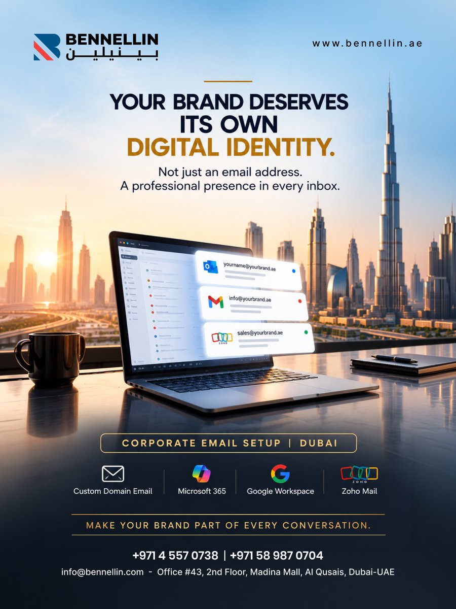 bennellin_'s tweet photo. Your email should look as professional as your business. 

No generic addresses. Just your brand, your domain, and a stronger digital identity.

: +971 58 98 707 04
: https://t.co/PpNj4NDyuX
 Dubai – UAE

#Bennellin #BusinessEmail #CustomDomainEmail https://t.co/DkY8tp1jt0