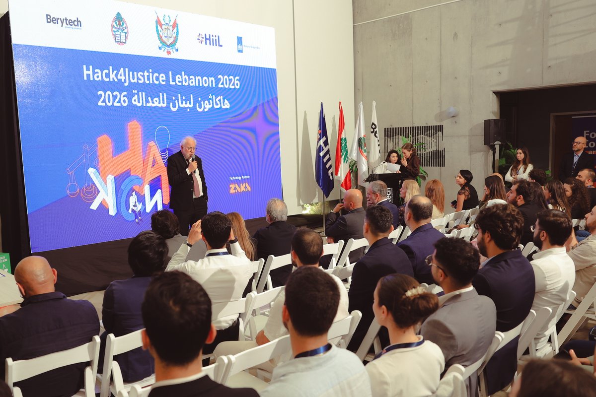 MOJLebanon's tweet photo. برعاية وزارة العدل اللبنانية، وبالتعاون مع نقابة المحامين في بيروت وبيريتك، وبدعم من وزارة الخارجية الهولندية، اختُتم «هاكاثون لبنان للعدالة 2026» الذي نظّمه معهد لاهاي للابتكار القانوني (HiiL).

@berytech @InnoJustice @adelnasar_ https://t.co/62A60euG7j