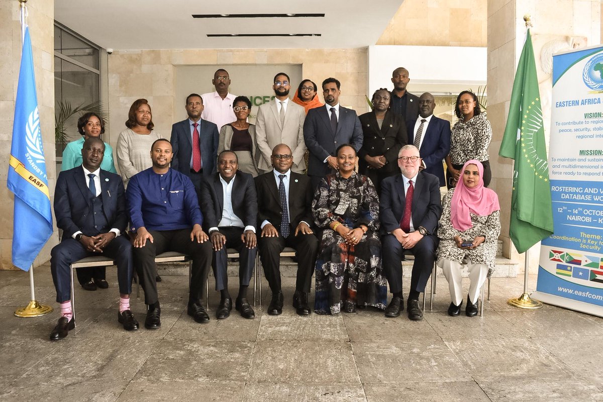 EASF4Peace's tweet photo. The Eastern Africa Standby Force (EASF) has opened a three-day Rostering and Verification Database Workshop in Nairobi, Kenya (12–14 October 2026).

The workshop brings Member States, AU representatives and partners together to strengthen the civilian roster, enhance collaboration and improve readiness for peace support operations.

#EASF #PeaceAndSecurity #AfricanSolutions