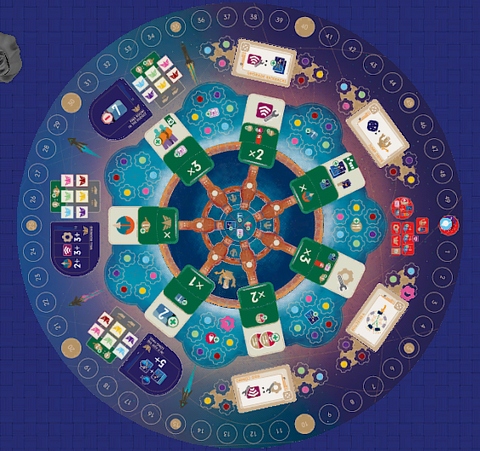 matz_jon's tweet photo. クラファン開催中「エクスカーション／Excursions」「アークティカ／Arctica」ボードゲーム、どっちも円形の共通ボードで、どっちも親が選択して全員同時に同一アクション実行するシステムなんだなっ！なんて偶然っ！
#Excursions #Arctica https://t.co/urcVIe1jWa