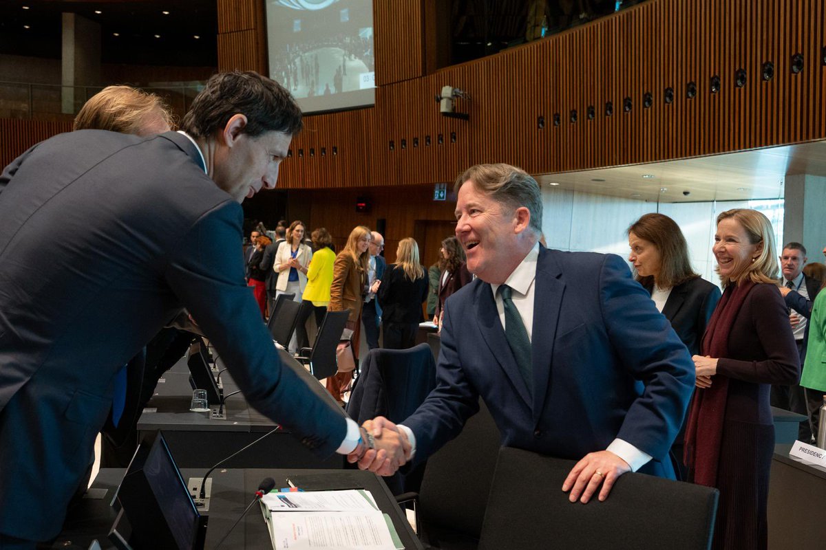 DarraghOBrienTD's tweet photo. Today, I’m chairing the first EU Environment Council of Ireland’s Presidency with @COSullivanTD. 

The focus is on the EU Emissions Trading System and preparations for COP31 and COP17, driving climate action, protecting biodiversity and delivering a more sustainable EU 🇮🇪🇪🇺 https://t.co/HgDKo2lMDF