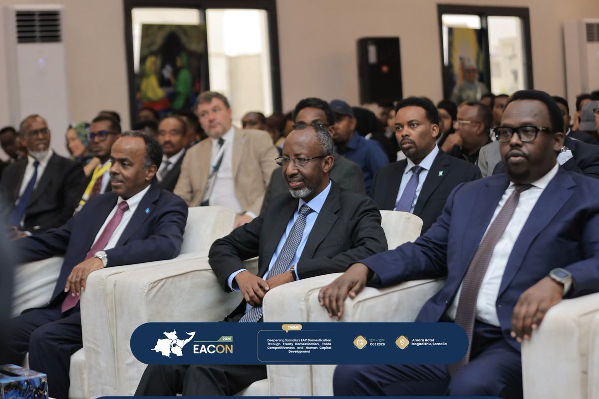SIMADUniversity's tweet photo. Dr. Mohamed Mohamud, Rector of Somali National University, delivered the opening remarks at EACON 2026 in Mogadishu.

As one of the universities organising the conference, Somali National University joins other stakeholders in bringing together regional leaders, policymakers, academics, and business executives to advance dialogue on Somalia’s integration into the East African Community.
#EACON2026 #SomaliaInEAC #DeepeningDomestication
#EACIntegration #EastAfricaCommunity