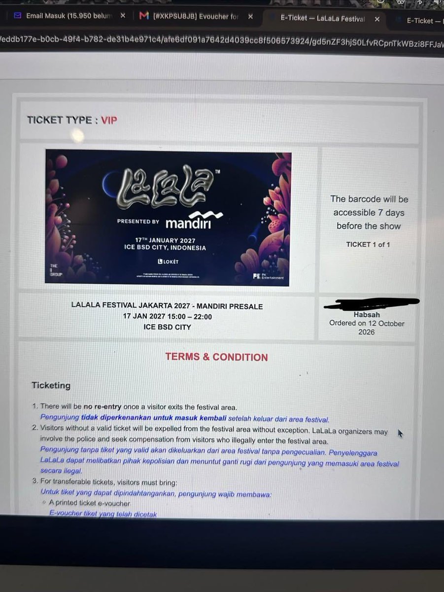 linzyjualan's tweet photo. wts olivia dean lalalafest 2027 

✅EE (1 Tix)
1.400k/Tix

✅GA (2 Tix)
1.650k/Tix

✅VIP (2 tix)
2.850k/tix

ready tiket pdf 
dan di bantu urus sampai fisik yang mau bisa langsung dm ada grup wa juga

wts wtb wtt olivia dean jkt #zonauang #zonajajan https://t.co/giv6G86p4x