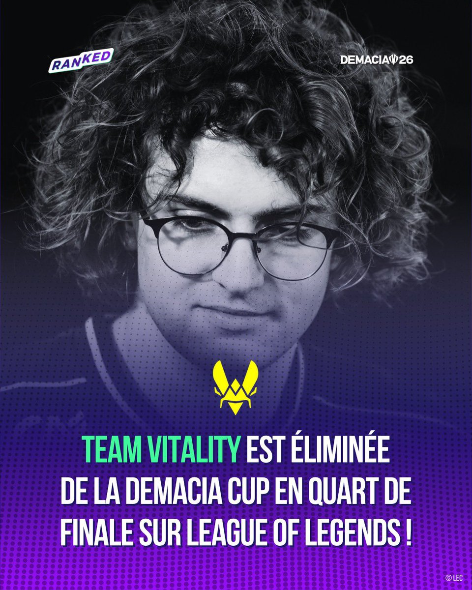 RankedActu's tweet photo. Team Vitality 🇫🇷 se fait reverse sweep par KT Rolster 🇰🇷 en quart de finale de la Demacia Cup et sont donc éliminés du tournoi. 😢

Top 5-8 pour les abeilles dans ce tournoi 🐝

Que pensez-vous de ce second championnat international avant les worlds ? ⬇️

#vitwin https://t.co/RiFf6ZCrd2