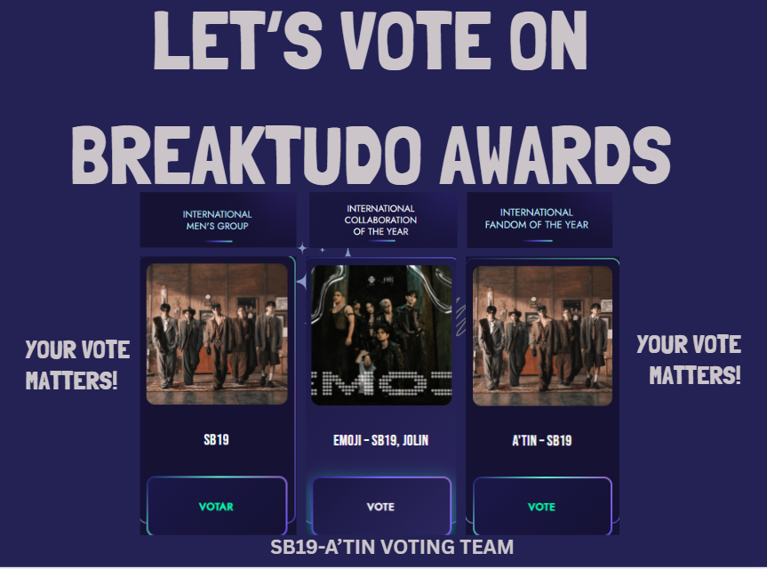 SB19CG's tweet photo. A'TIN-TION

We need more DEDICATED A'TIN to focus on voting for SB19 and especially for our fandom on Breaktudo Awards! 
Please give some extra time here like we used to. 🙏

KAYA NA'TIN TO!

Please vote and repost! Let everyone (fellow kaps)  knows that WE ARE ON IT! 

LABAN TAYO, FAM!!

✅ IMG - https://t.co/tI8maf5dqn

✅ICOTY - https://t.co/eTf3GhioGD

✅ IFOTY -https://t.co/jCo3FxiFrw 

#SB19 @SB19Official