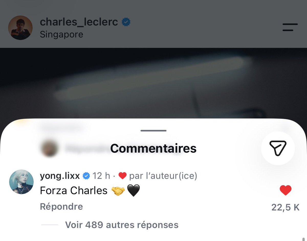 915bbok's tweet photo. charles leclerc liked felix’s comment 🥹 https://t.co/rXtBYUkzm4
