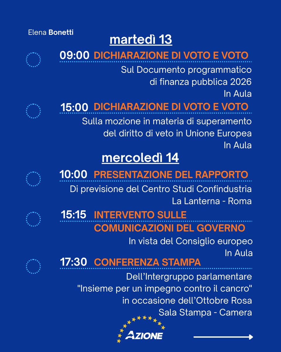 elenabonetti's tweet photo. Highlights.
I principali appuntamenti della mia agenda,
dal 12 al 18 ottobre. https://t.co/WLtCNk1u34