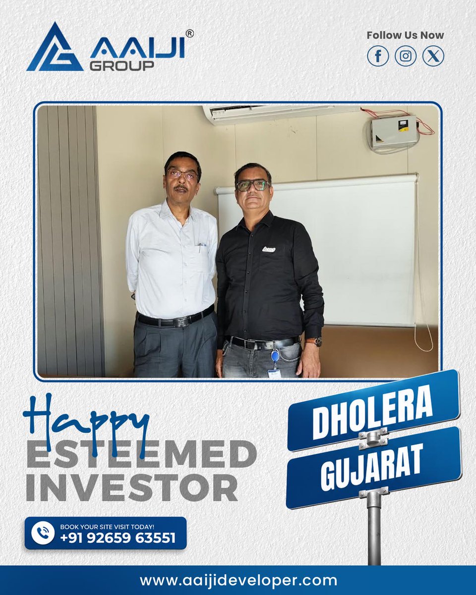 Aaijiinfraspace's tweet photo. 🚀 Welcome to the Aaiji Group Investor Family! 🤝
🏡 Invest in Premium Plots at Dholera SIR
✨ Government-Approved Projects
📈 Smart Investment. Future Growth.
📞 Book Your Site Visit: +91 92659 63551
🌐 https://t.co/McSbS7NxkT
#AaijiGroup #DholeraSIR #Dholera #InvestorFamily https://t.co/VgOqv2ALxw