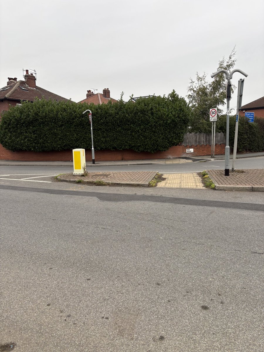Michael120Ana's tweet photo. @LeedsCC_Help Hi Leeds city council, I am writing to bring to your attention about an emerging hazard for pedestrians and motorists. There is this building at LS9 with tree/flower that extends to the outside of the building. 
The flower/tree prevents pedestrians from seeing any https://t.co/QFEtXdrEMi