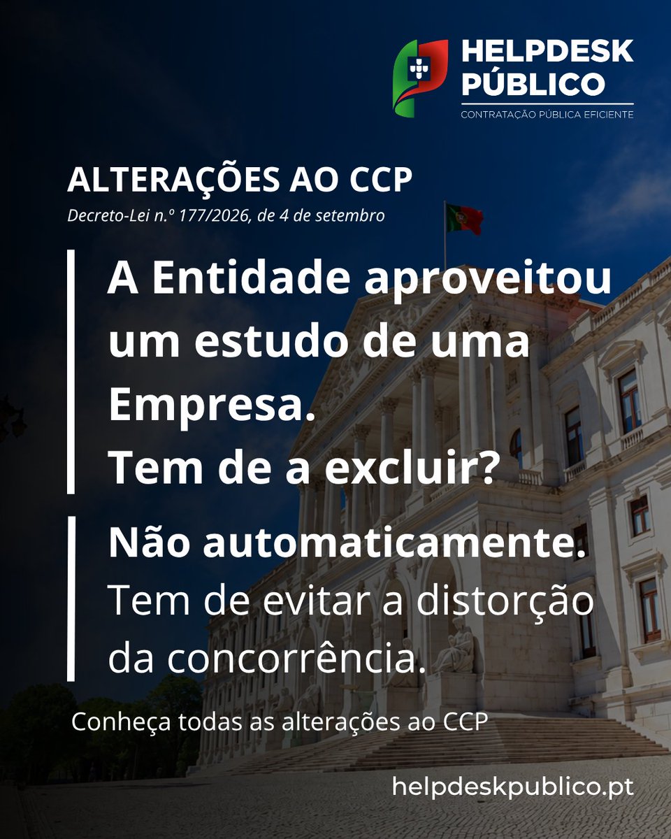 helpdeskpublico's tweet photo. A Entidade aproveitou um estudo apresentado por uma Empresa. Tem de a excluir depois?
Não automaticamente. A participação prévia não pode, contudo, criar uma vantagem que distorça a concorrência.

https://t.co/LtkK5CcWOB

#ccp #helpdeskpublico https://t.co/M5ZJPSsguj
