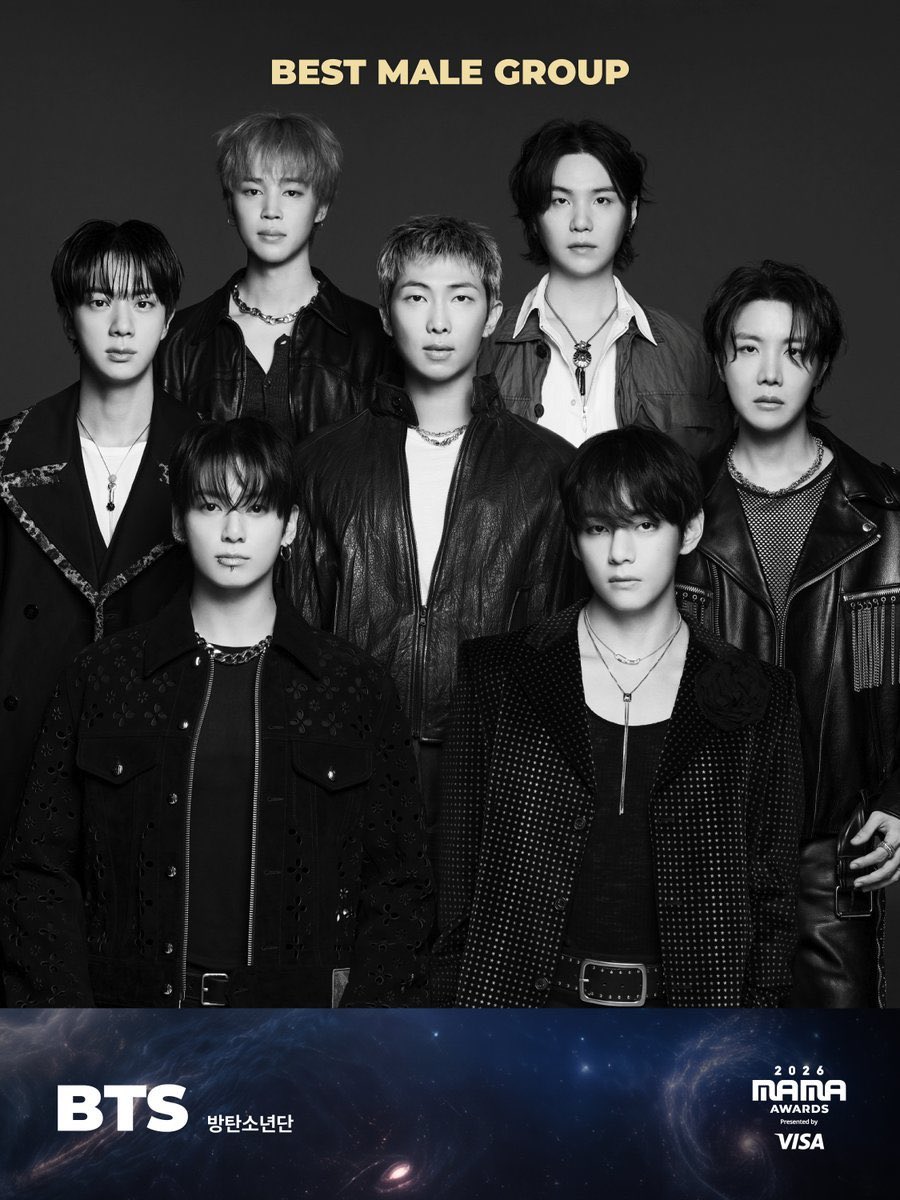 BackTheSoul's tweet photo. #BTS foi indicado em 5 categorias no MAMA 2026 como grupo e #JHOPE em uma categoria. 

• Album of the Year com ARIRANG
• FANS’ CHOICE MALE como BTS 
• Best Music Video com 2.0
• Best Male Group como BTS 
• Best Vocal Performance Group com SWIM
• Best Collaboration com Spaghetti, Le Sserafim feat. JHOPE 

* Algumas categorias de Daesang ainda será revelado.