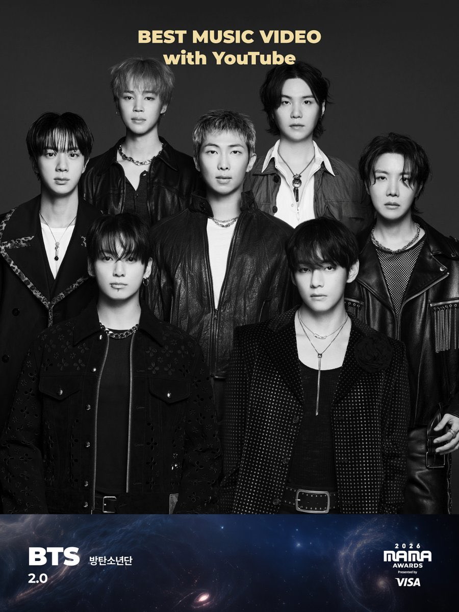 BackTheSoul's tweet photo. #BTS foi indicado em 5 categorias no MAMA 2026 como grupo e #JHOPE em uma categoria. 

• Album of the Year com ARIRANG
• FANS’ CHOICE MALE como BTS 
• Best Music Video com 2.0
• Best Male Group como BTS 
• Best Vocal Performance Group com SWIM
• Best Collaboration com Spaghetti, Le Sserafim feat. JHOPE 

* Algumas categorias de Daesang ainda será revelado.