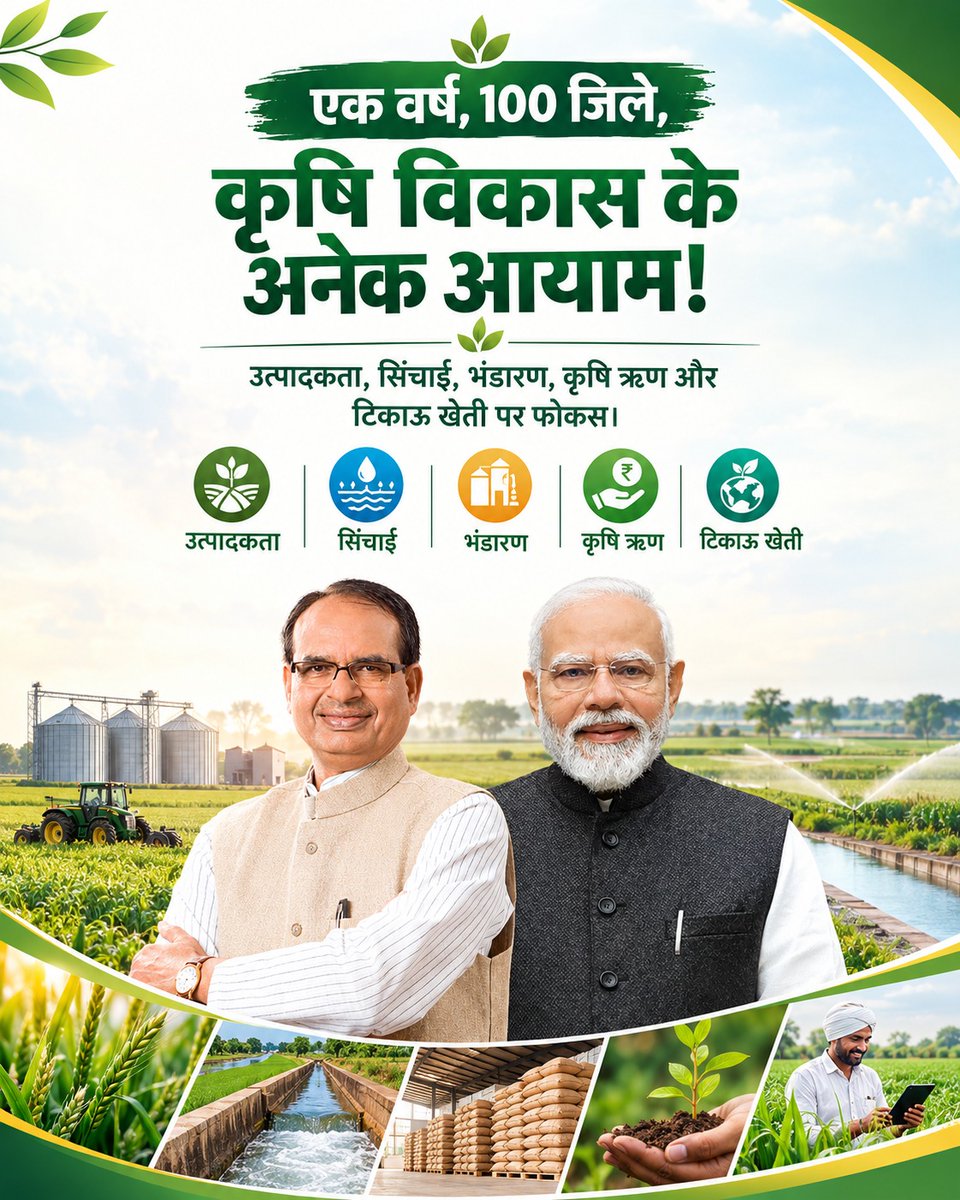 icarindia's tweet photo. देश के हर जिले की कृषि चुनौतियाँ एक जैसी नहीं हैं। कहीं सिंचाई प्राथमिकता है, तो कहीं भंडारण या फसल विविधीकरण।

#PMDhanDhaanyaKrishiYojana का जिला-केंद्रित मॉडल स्थानीय जरूरतों के अनुसार कृषि विकास की योजना बनाने पर जोर देता है। 
@AgriGoI @ChouhanShivraj https://t.co/eKzu3mIlyc