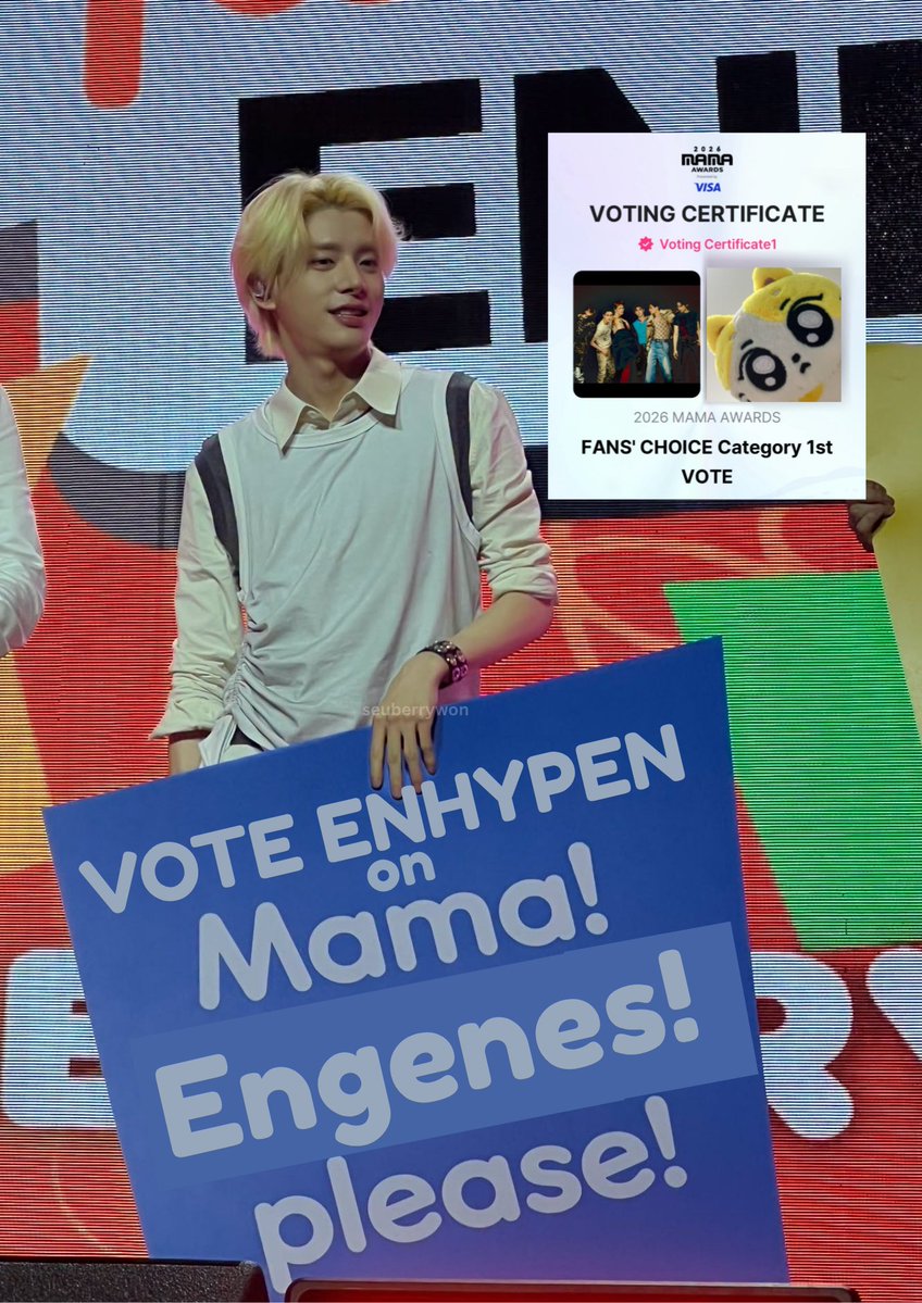 seuberrywon's tweet photo. I vote for #enhypen on #2026MAMAVOTE 🏆 https://t.co/uYGJENHP3M