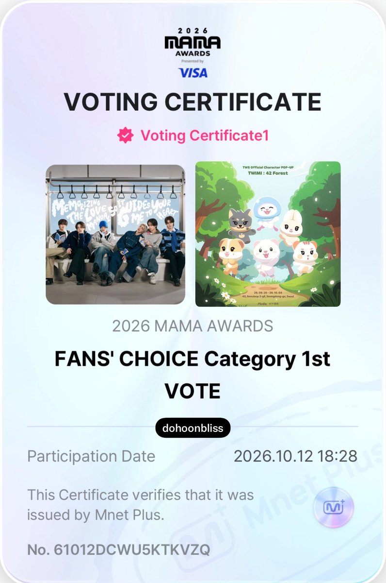 dohoonbliss's tweet photo. Round 1 voting for MAMA fans choice begins today at 7 PM (KST) and will end on October 22, 11:59 PM (KST) at the Mnet Plus App! 

🗳️ https://t.co/DY5xuVcEbW

We can also vote on X using the official hashtags #2026MAMAVOTE #tws https://t.co/EFkxDd5QrH