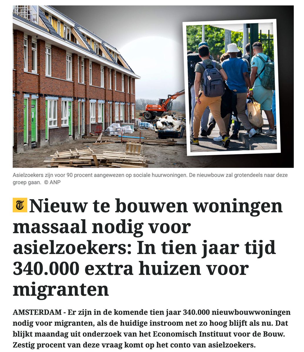 tomrusscher's tweet photo. In 10 jaar tijd moet er een stad zo groot als Utrecht worden bijgebouwd voor migranten.

Ons land wordt volgepropt met woningen voor asielzoekers en onherkenbaar gemaakt, terwijl @VVD en @cdavandaag weigeren te praten over extra maatregelen tegen de instroom. Asielstop, nu. https://t.co/Sn4mOhQ46Y