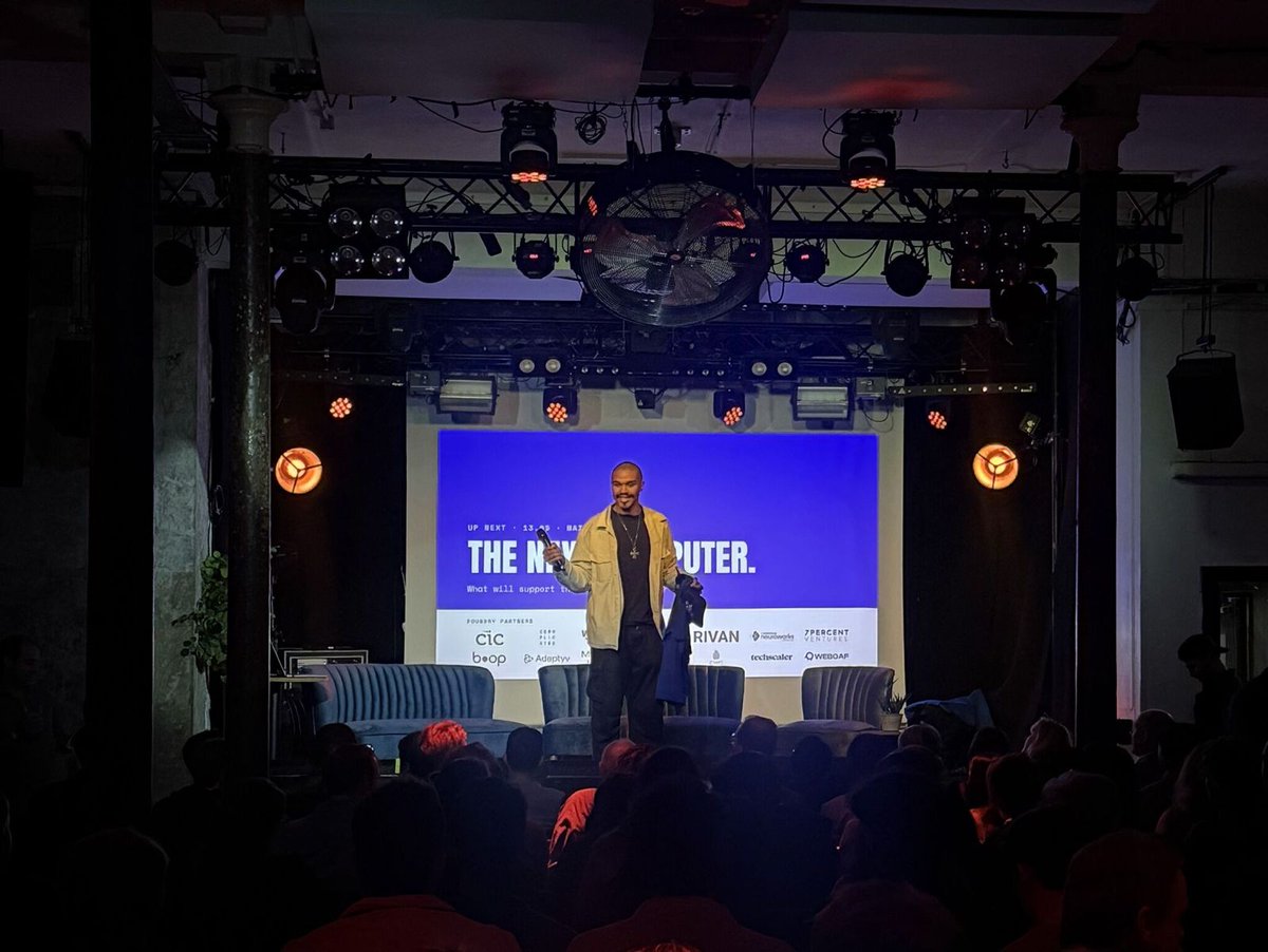 tfortulloch's tweet photo. double shift this week! 

last week saw an simply incredible gathering of ere-defining talent and ingenuity @DeepTechLdn  by the infatigable @lachlan_xyz 

twas an enormous pleasure to MC the main summit 

and an even greater pleasure to shake my ass at the afterparty https://t.co/wdxDrt4rsO