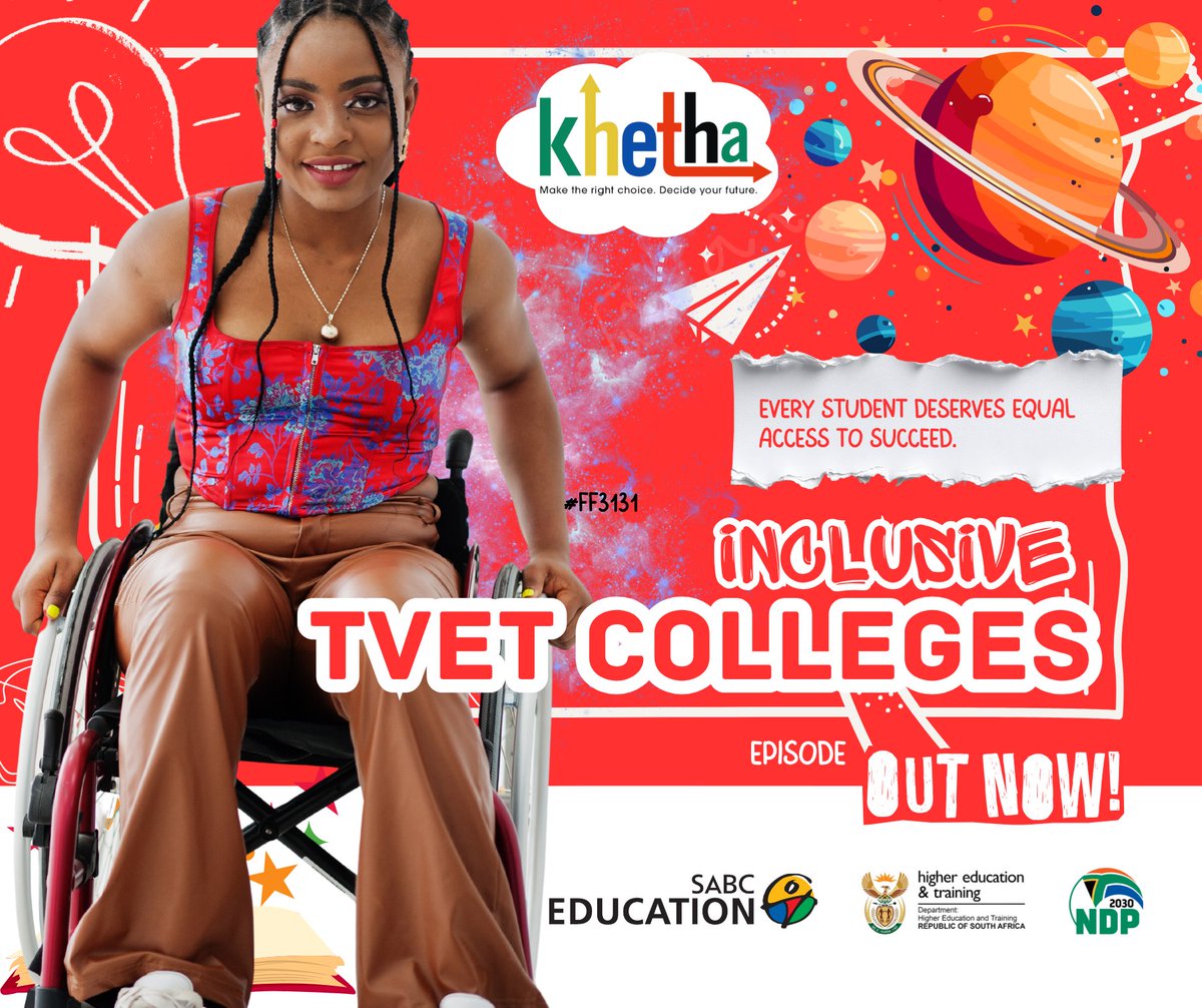 SABCEducation's tweet photo. TVET colleges must welcome every single student.

Hear how the Department of Higher Education and Training is removing barriers for students with disabilities across campuses.

Tune in now, https://t.co/02NLil8160
Available in your preferred language

#Khetha #DisabilityInclusion https://t.co/5kz5SDEkeK