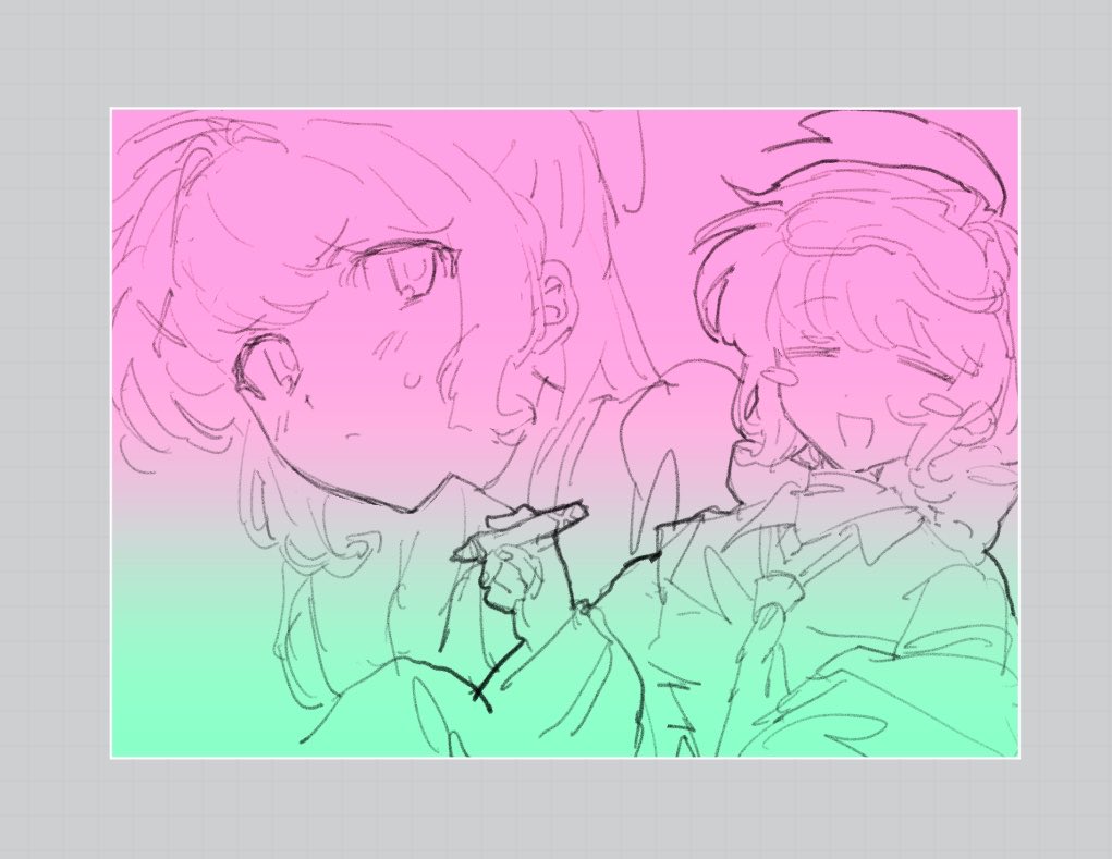 _UZRA_'s tweet photo. トワテン絵の背景、属性の色で塗ったらク◯しんのタイトルコールみたいになってしまい終わり https://t.co/PqULspVPDz