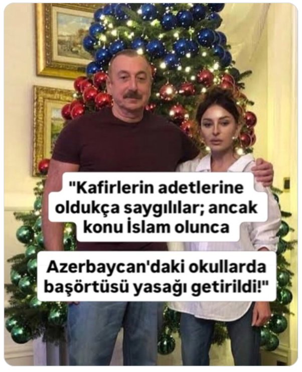 KasmKaymaz5's tweet photo. @ConflictTR Başörtüsü Arap Fars giysisi değildir.
Müslüman'ın giysisidir.

Terörist Yahudi ve Hristiyanlar inançlarını serbestçe yaşayabilecek 
Ama
Başörtülü Müslüman inancını yerine getiremeyecek ve yasaklanacak öyle mi?

Kahrolsun 
Diktatör ve İslâm düşmanı Aliyev
Allah belanı versin https://t.co/6H70plyqeA