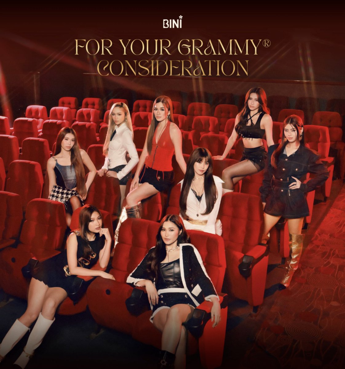 AllAboutBINIPH's tweet photo. #BINI has officially revealed its submissions for consideration at the 2027 Grammy Awards in the following categories:

• Best New Artist — “BINI”
• Best Asian Pop Music Performance — “Unang Kilig”
• Best Song Written for Visual Media — “A Parallel World”

#BINIForYourGRAMMYConsideration #GrammysFYC