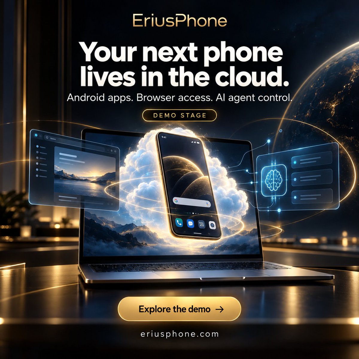 EriusPhone's tweet photo. A second phone—without a second device. 📱☁️

EriusPhone brings Android apps to your browser, with AI agent support for mobile workflows.

We’re in the demo stage and would love your feedback: What would you use your cloud phone for?

Explore 👉 https://t.co/E9k7dYQxkZ

#EriusPhone #CloudPhone #AIAgents #Android