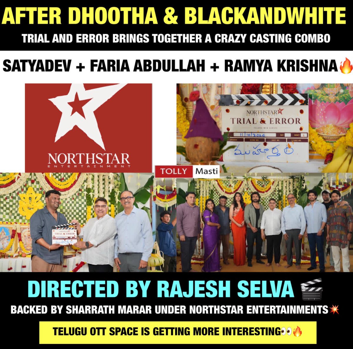 tollymasti's tweet photo. Satyadev's #TrialAndError
An @nsepl Production π¬
@actorsatyadev @fariaabdullah2
@meramyakrishnan @sharrath_marar https://t.co/Ue3KFhskEg
