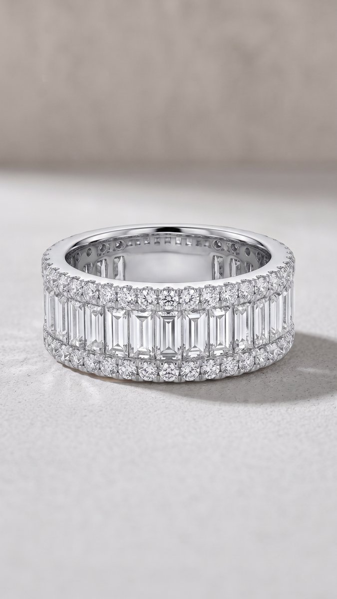 ScagnettiRoma's tweet photo. Clean lines of light, row after row. Baguette and round diamonds in 18ct white gold. Crafted in our Cottesloe workshop.
#WeddingBand #BaguetteDiamonds #WhiteGold #Scagnetti https://t.co/5IBGdEyKrU
