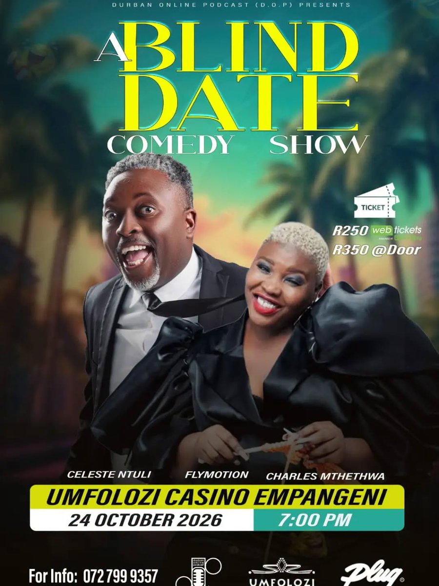FlymotionSA's tweet photo. You've seen her on Isibaya, Savanna Comic Choice Comedian of the year , The Polygamist on Netflix just to name a few! Celeste Ntuli

24 October 2026
uMfolozi Casino eMpangeni 
7:30 pm 
Grab your tickets now @webticketsSA  or @PicknPay See less #LifeWithFelixMzansi #MsTTshabalala https://t.co/xs1W7vFhy3