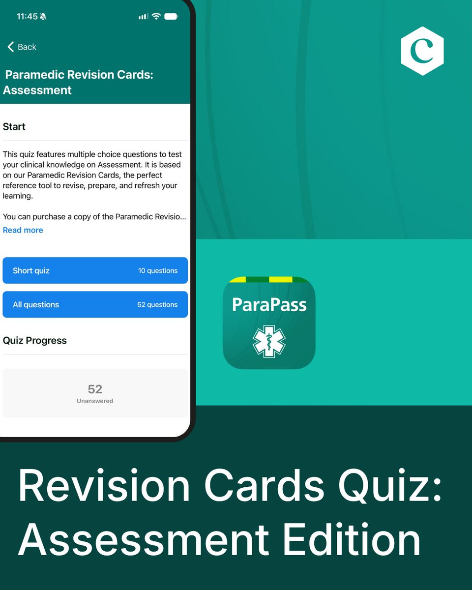 classprofession's tweet photo. Put your knowledge to the test 🩺

Take our assessment quiz on ParaPass and see how many questions you can get right.

Based on content from our Paramedic Revision Cards, it's a great way to check your understanding, refresh key concepts and identify areas for further revision. https://t.co/HjxOMRYvcF