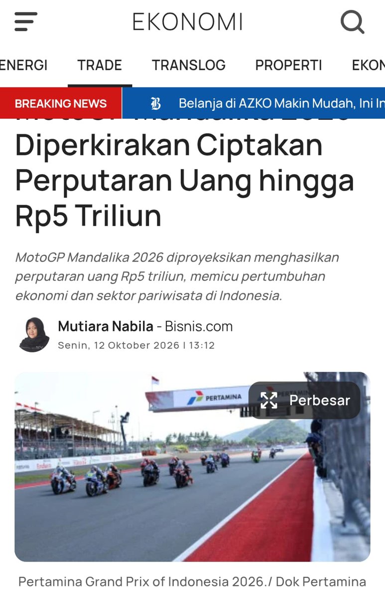 AraFinaara's tweet photo. bangga banget liat ajang internasional di ntbbisa selaris ini, Perputaran Ekonomi MotoGP sukses bikin UMKM setempat makin maju dan berkembang #ImpactGrandPrixMandalika https://t.co/NT8I4rSX00