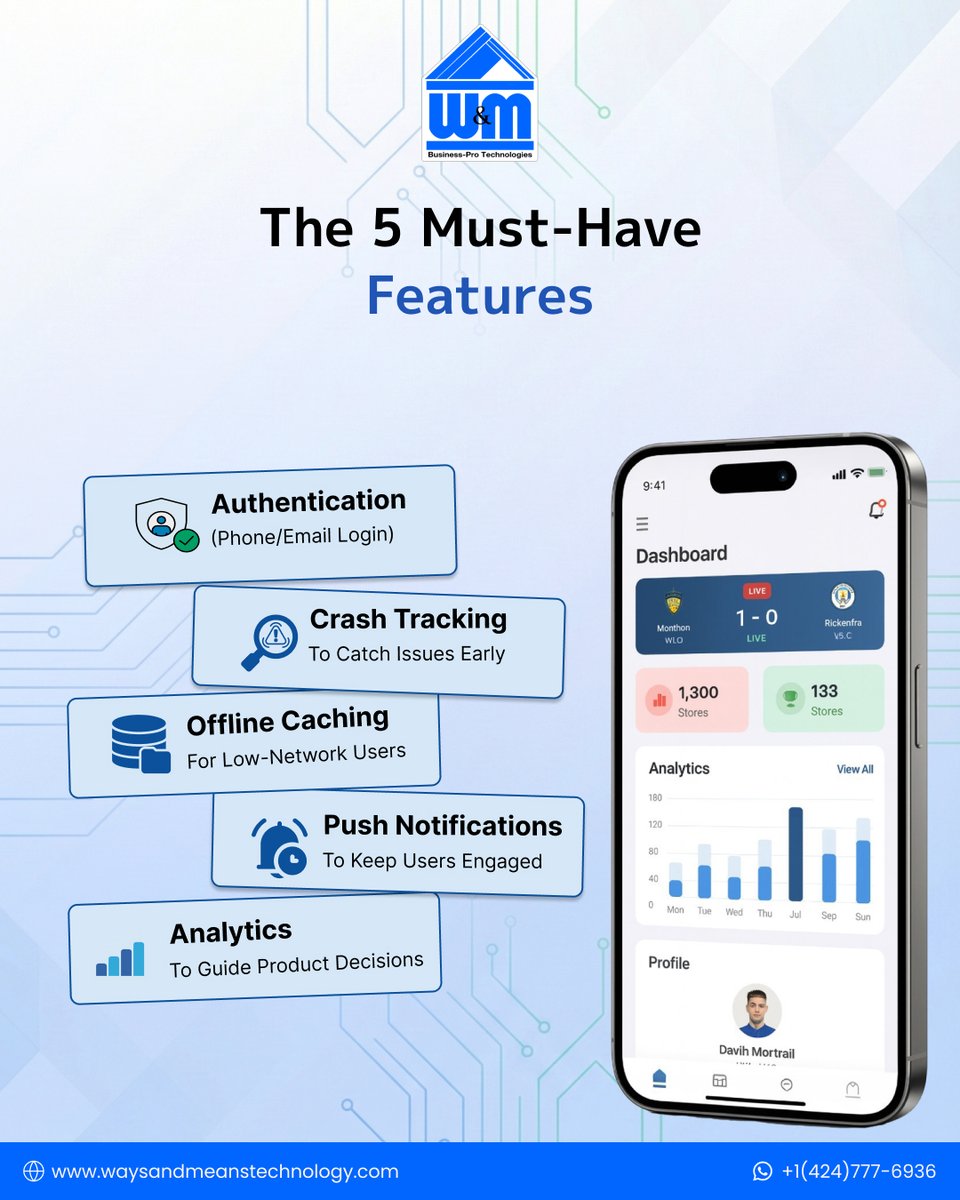 WMTechnology's tweet photo. Building an Android startup app?

At @WMTechnology, these are 5 features we prioritize for Android MVPs:

Firebase Auth
Crashlytics
Offline support
Push notifications with FCM
Analytics
Build smart from day one.
#MVPBuild #FirebaseDev #AndroidFoundations #WMTechnology https://t.co/8dNarc0qQl