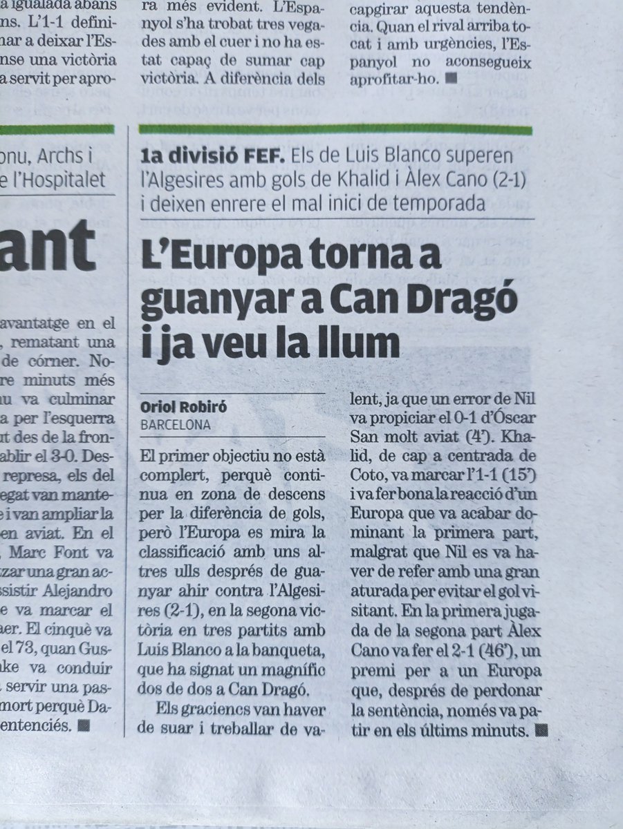 CaliuGracienc's tweet photo. 🗞️El #QuioscEscapulat 
🏆 @Primera_RFEF
🗓️ Jorn. 7️⃣
🟩 @CEEuropa 2️⃣
🟥 @AlgecirasCF 1️⃣ https://t.co/AFGsjKrPFu