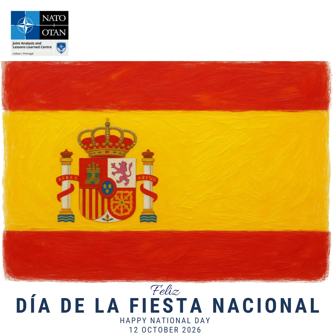 NATOJALLC's tweet photo. ¡Feliz Fiesta Nacional de España! 🇪🇸🛡️
Today we celebrate Spain's National Day & recognize the outstanding Spanish military & civilian personnel serving at the #JALLC in Lisbon.
Thank you for your dedication to @NATO's mission!
#WeAreNATO #12Octubre #DFN26 https://t.co/kERMVgVbrk