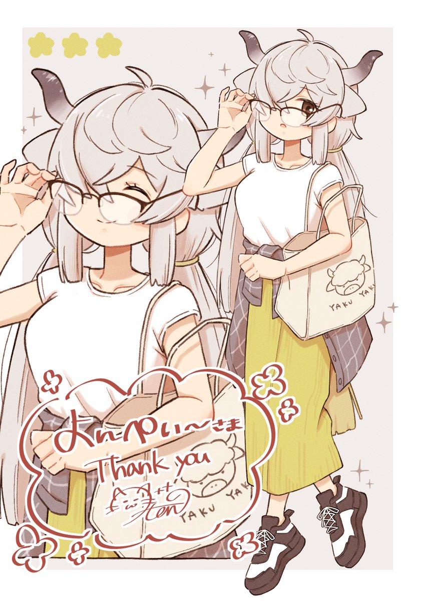 Yakchu_Yon29's tweet photo. ７点さん(@0nanaten)からskeb納品！！
夏服(秋でもイケる✨️✨)な清楚カジュアル眼鏡っ娘の私服ヤクさん、めちゃくちゃ素敵で優しさ全開𝒗𝒆𝒓𝒚 𝒄𝒖𝒕𝒆だ！！💕💕
本当にありがとうございます！！✨️🥰✨
https://t.co/zLg60YDaKu #Skeb #Commission @skeb_jpより https://t.co/iRCnqhMDwL