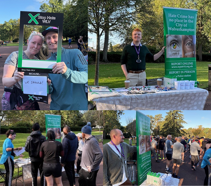WolvesCouncil's tweet photo. Participants at Saturday's parkrun at West Park showed their support for this year's #HateCrimeAwareness#Week, which is now underway, finding out more about the issue and making pledges to stop hate crime. Full story 👉 https://t.co/6hNBTgL9xb #HCAW #StopHateWV https://t.co/dFtNzYDso6