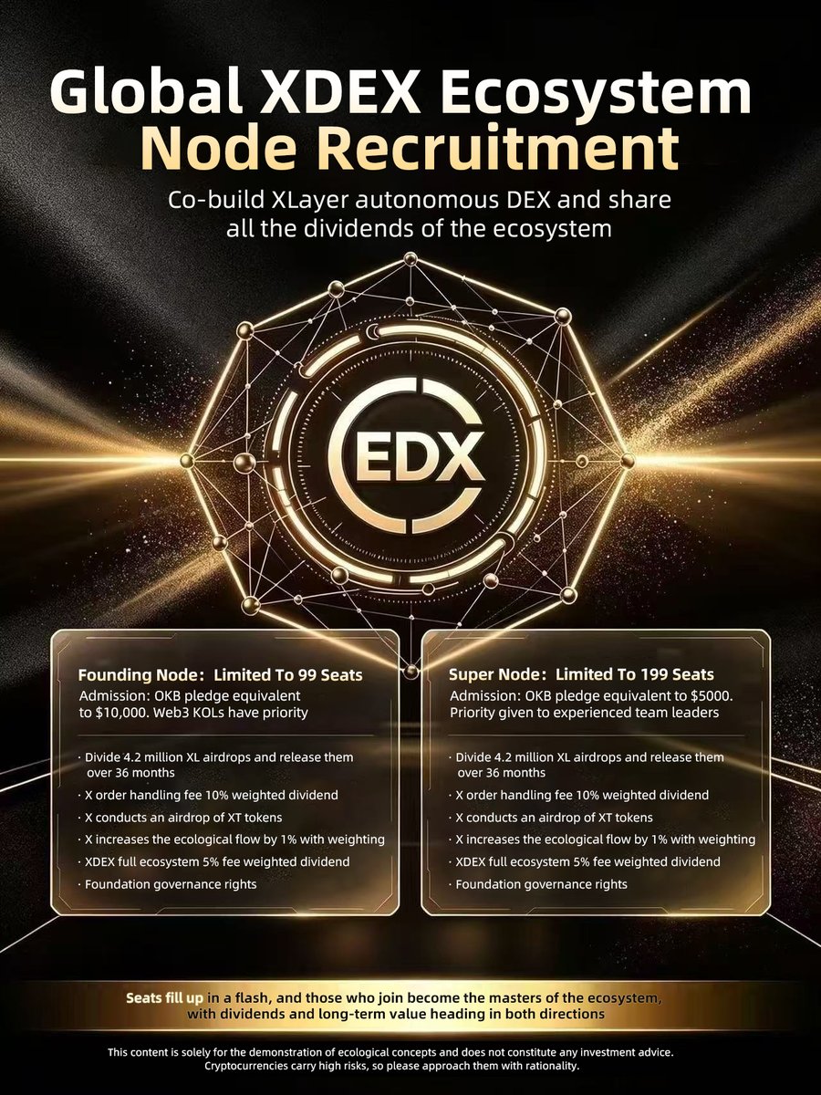 OfficialXEdict's tweet photo. 🚀 EDX Ecosystem Officially Launches on the 13th!

Build the future of a community-driven DEX on X Layer.

🌐 Genesis Nodes
⚡ Super Nodes
🤝 Community Governance
💎 Ecosystem Rewards
Join us and help shape the future of EDX!
#EDX #XLayer #DeFi https://t.co/T7CiKomzqd