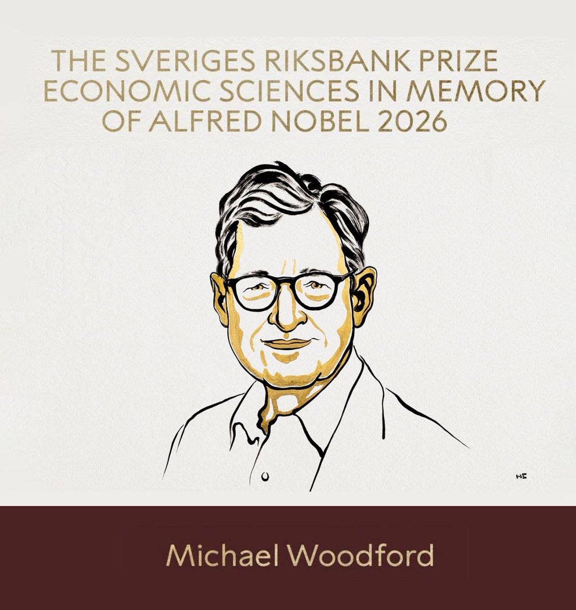 Columbia's tweet photo. 👏 Congratulations to Michael Woodford, the John Bates Clark Professor of Political Economy at Columbia University, for receiving the 2026 Sveriges Riksbank Prize in Economic Sciences in Memory of Alfred Nobel, along with Robert E. Hall of @Stanford: https://t.co/GrJYocGHpM

📷 Niklas Elmehed © Nobel Prize Outreach