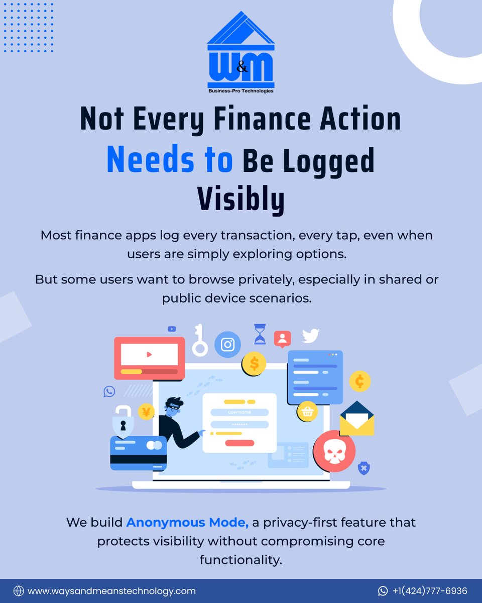 WMTechnology's tweet photo. At @WMTechnology, we build Anonymous Mode for finance apps.

Simulate transfers. Hide balances. Keep activity private.

Privacy is not a luxury. It helps build user trust.

#FinanceApps #PrivacyByDesign #WMTechnology https://t.co/zZbXfGt5VT