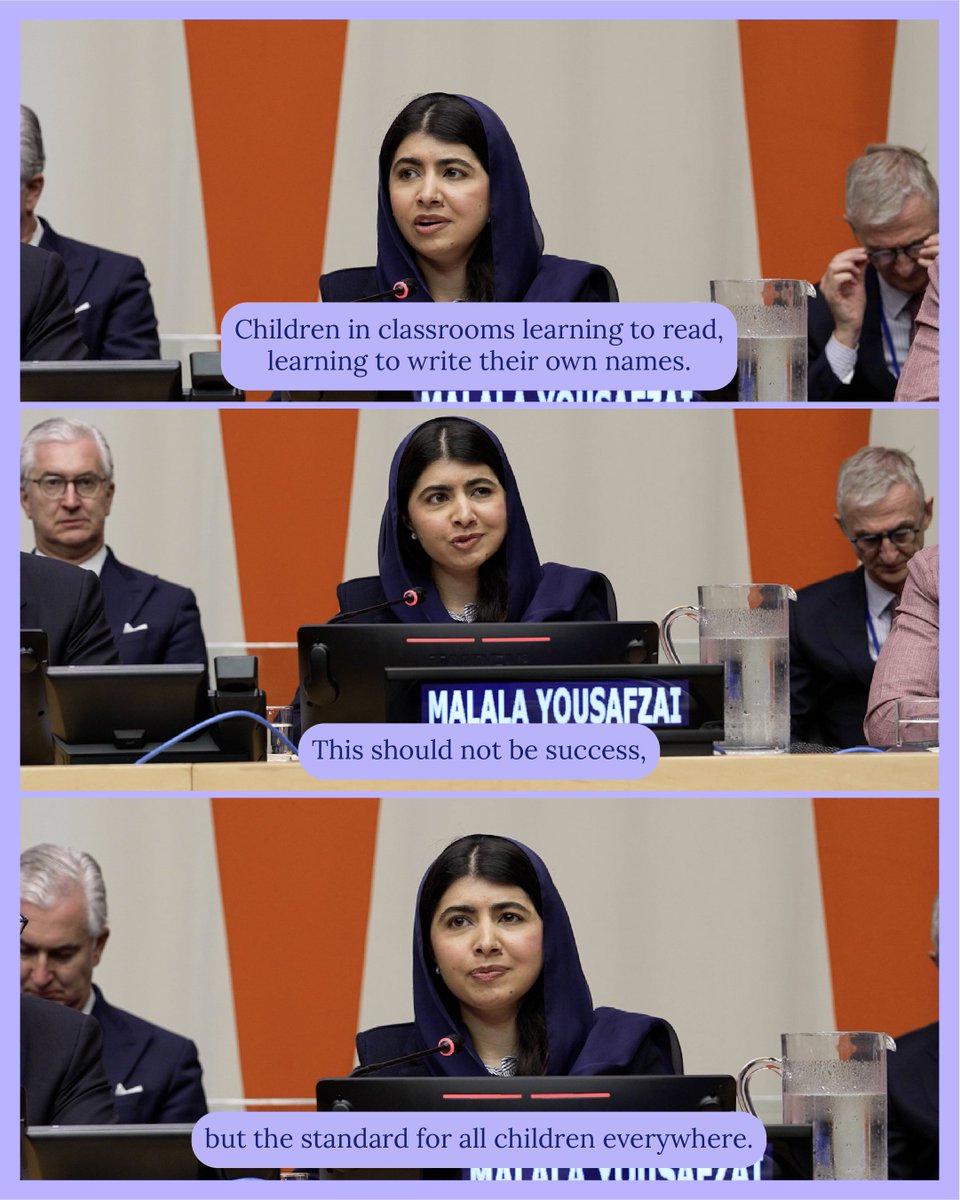GPforEducation's tweet photo. Access to school should not be success, but the standard for every child, everywhere.

At the #MultiplyPossibility High-Level Event, @Malala reminded global leaders to include every child in education – especially girls.

#FundEducation #DayOfTheGirl | @MalalaFund https://t.co/uwqNr1a95e