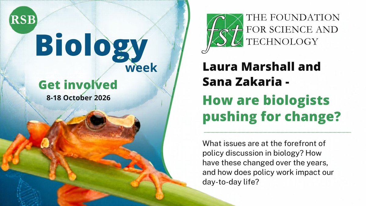 FoundSciTech's tweet photo. Happy Biology Week! 🐸 

In our latest podcast episode, we explore the top policy issues in biology and are joined by Laura Marshall @RoyalSocBio and Sana Zakaria @RANDEurope.

🎧Listen now: https://t.co/aJF9GivNRF
#FSTPodcast https://t.co/979MqQBr52