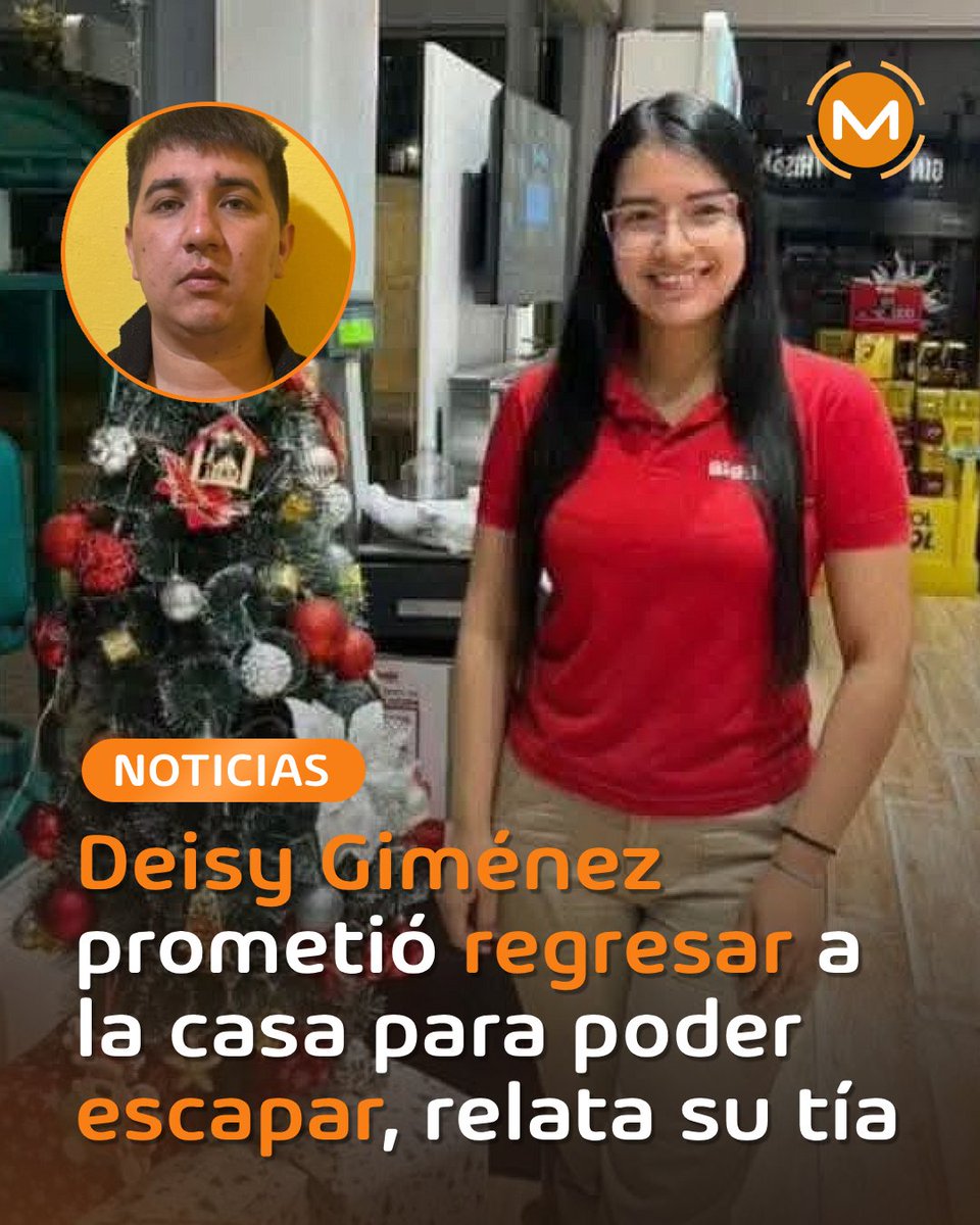 AM_1080's tweet photo. 🔴 Prometió volver y huyó a denunciar, pero días después fue víctima de feminicidio

👉🏼 Estela Paola Giménez, tía de Deisy, relató cómo su sobrina logró salir con vida tras un violento ataque en el que su pareja intentó estrangularla y destruyó su teléfono.

👉🏼 Para lograr escapar, Deisy tuvo que apaciguarlo haciéndole creer que regresaría a la casa luego de buscar su uniforme de trabajo y su vehículo. Sin embargo, esa promesa fue su única salida: una vez afuera, no volvió jamás y acudió a radicar la denuncia, aunque trágicamente el sistema no logró protegerla.

🗣️ "Él intentó entrar a la fuerza a la casa de la mamá, donde ella se fue a vivir un tiempo", agregó.

#Comunidad1080 📻 
#ComunidadMonumental