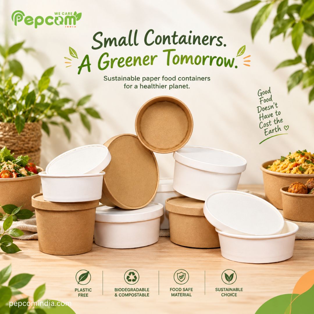 PepcomIND's tweet photo. Small Containers. A Greener Tomorrow. 🌿🌍
Small choice. Bigger purpose.
#Pepcom #EcoFriendlyPackaging #PaperFoodContainers #SustainablePackaging #GreenerTomorrow #GreenFuture #PlasticAlternative #FoodPackaging #FoodBusiness #BetterForPlanet https://t.co/b1QaBXsXQp