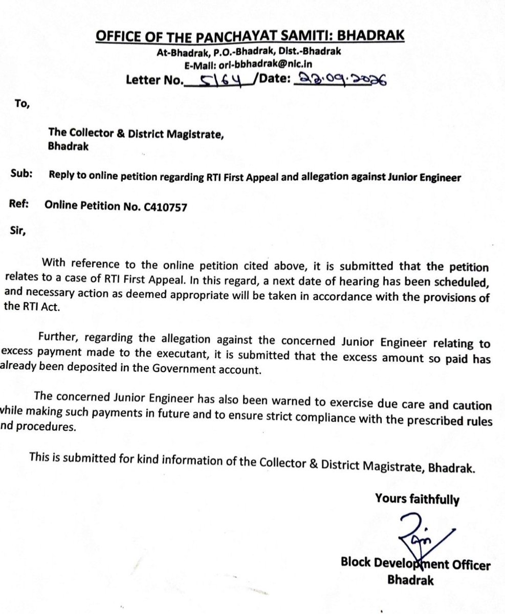 DM_Bhadrak's tweet photo. @UmakalyanMohap4 @CMO_Odisha @RabiNaikBJP @PRDeptOdisha @Somesh_IAS @BdoBhadrak Report attached. https://t.co/6ahodeTqyJ