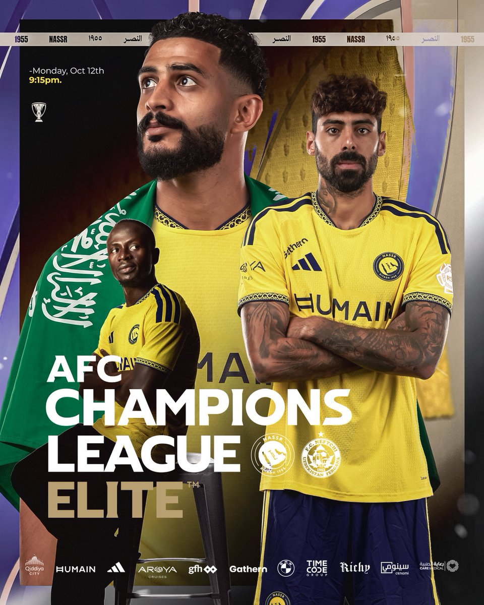 AlNassrFC's tweet photo. من نجـد العظيمة .. أرض الحزم والعزم 🇸🇦
يظهـر #النصر الليلة .. التاسعة والربع في النخبة الآسيوية 🏆

https://t.co/uBCP2wxQvK

#النصر_نيفيتشي https://t.co/0UhgI64kPw
