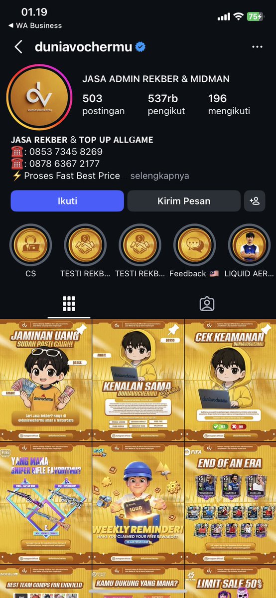 byycannn's tweet photo. Nah, Mereka nge giring seller untuk rekber di instagram, Dimana itu akun dia sendiri. Walaupun following nya banyak dan insight nya juga wah. Itu cuman ada di postingan teratas aja. Jadi sudah di pastikan bahwa followers nya hasil beli https://t.co/b8HHoP8tWw