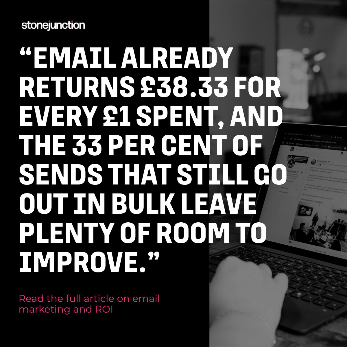 StoneJunctionPR's tweet photo. Richard Stone has been looking at the DMA's Marketer Email Tracker 2026, and the numbers are striking.

Email returns £38 for every £1 spent, but bulk sends still account for a third of all emails going out 👇

https://t.co/lzrZ8kbcUU

#EmailMarketing #B2BMarketing https://t.co/alIKG1xXrr